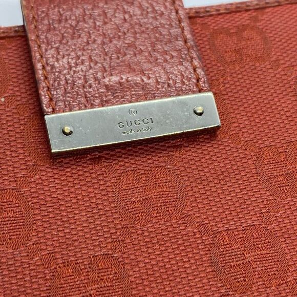Authentic GUCCI Red Canvas & Leather Long Slim Wallet - Picture 3 of 14